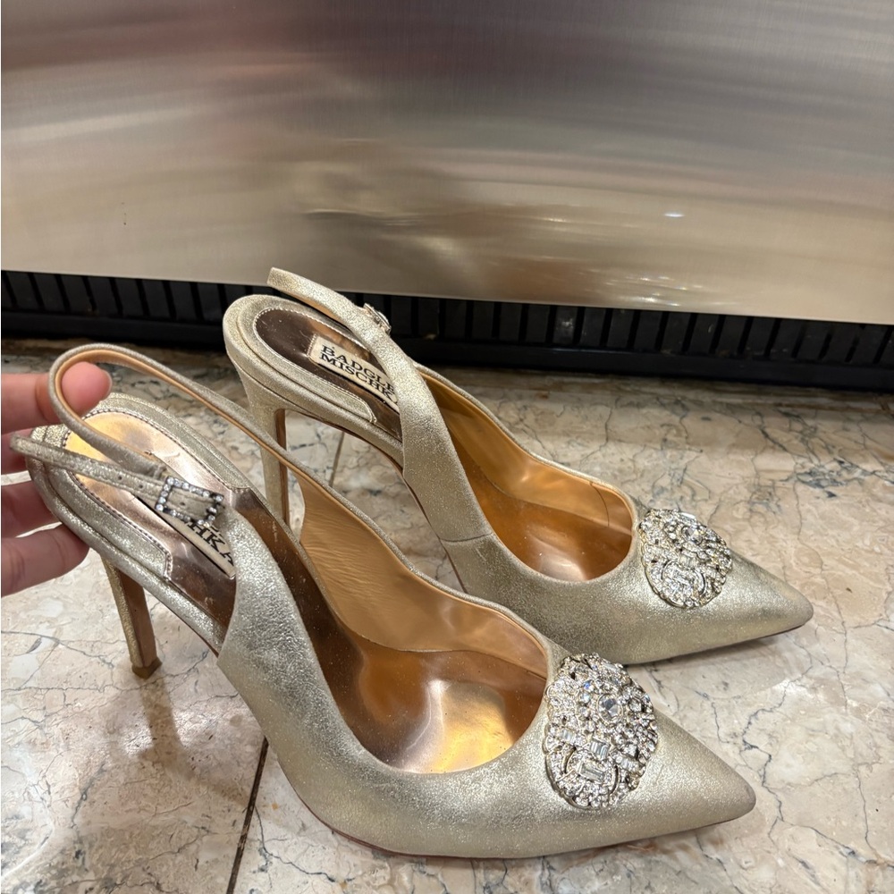 Badgley Mischka Gold Embellished Heels